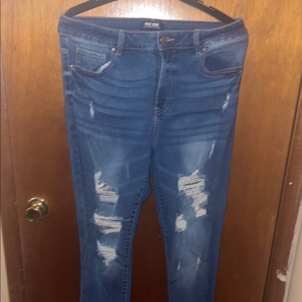 Wax Jean Blue Skinny Distressed Jeans